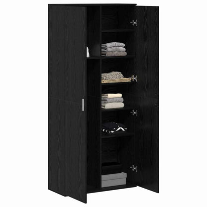 Højskab Sort Eg 80 X 35 X 180 Cm Konstrueret Træ - Billede 3