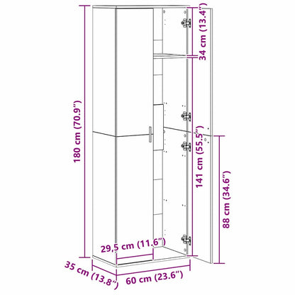 Highboard 60 X 35 X 180 Cm Konstrueret Træ - Billede 13