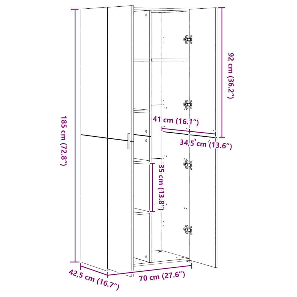 Highboard 70 X 42,5 X 185 Cm - Billede 14