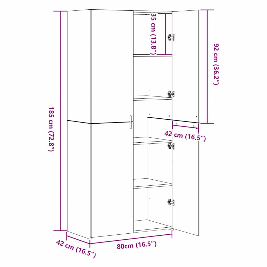 Highboard 80 X 42 X 185 Cm - Billede 15