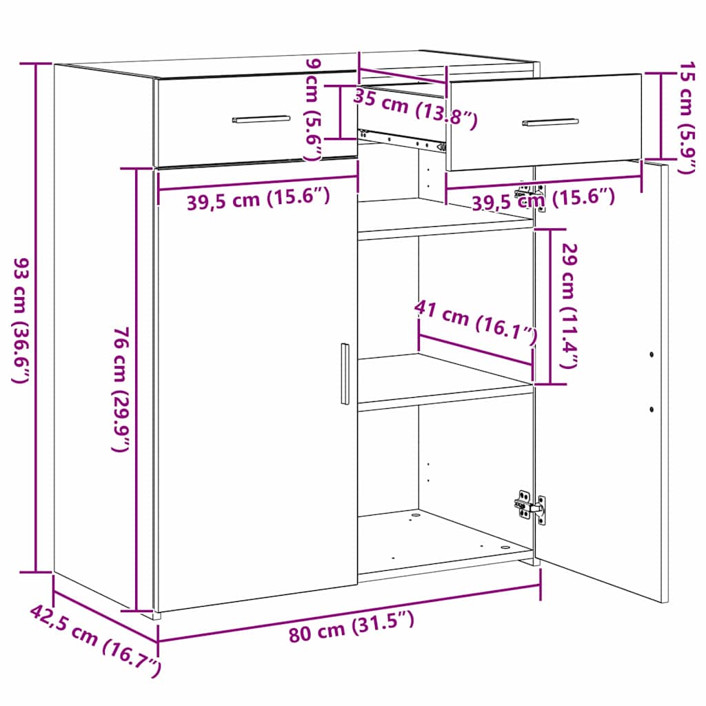 Opbevaringsskab Artisan Eg 80 X 42.5 X 93.5 Cm Konstrueret Træ - Billede 11