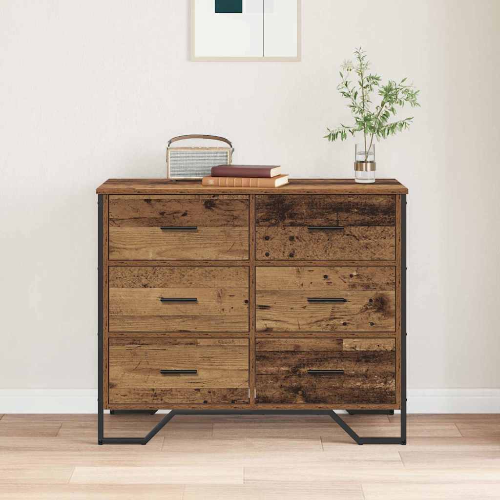 Skuffeskab Gammelt Træ 91 X 35,5 X 74,5 Cm Konstrueret Træ - Billede 4