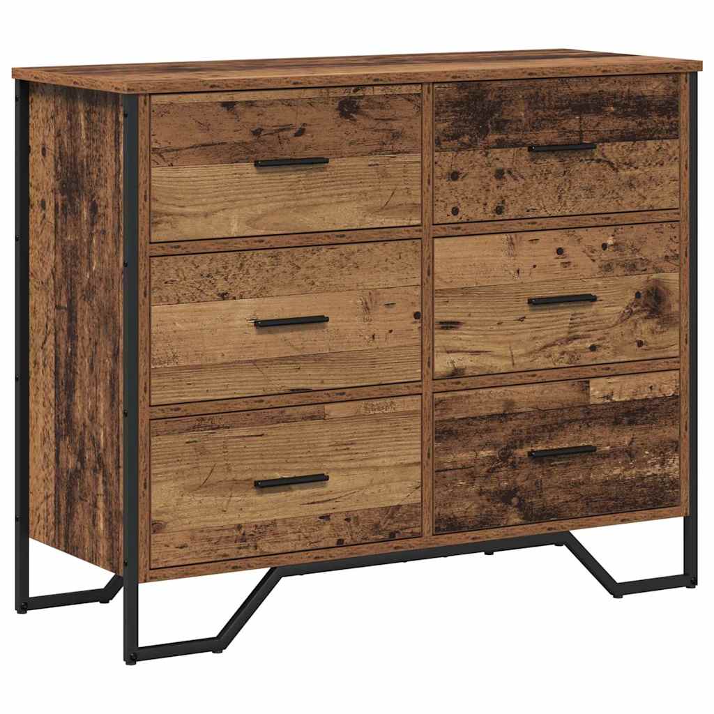 Skuffeskab Gammelt Træ 91 X 35,5 X 74,5 Cm Konstrueret Træ - Billede 2