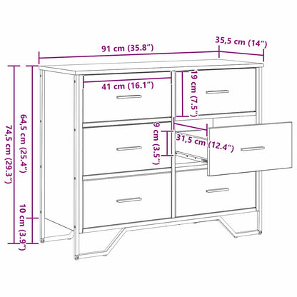 Skuffeskab 6-skuffe 91 X 35,5 X 74,5 Cm - Billede 11
