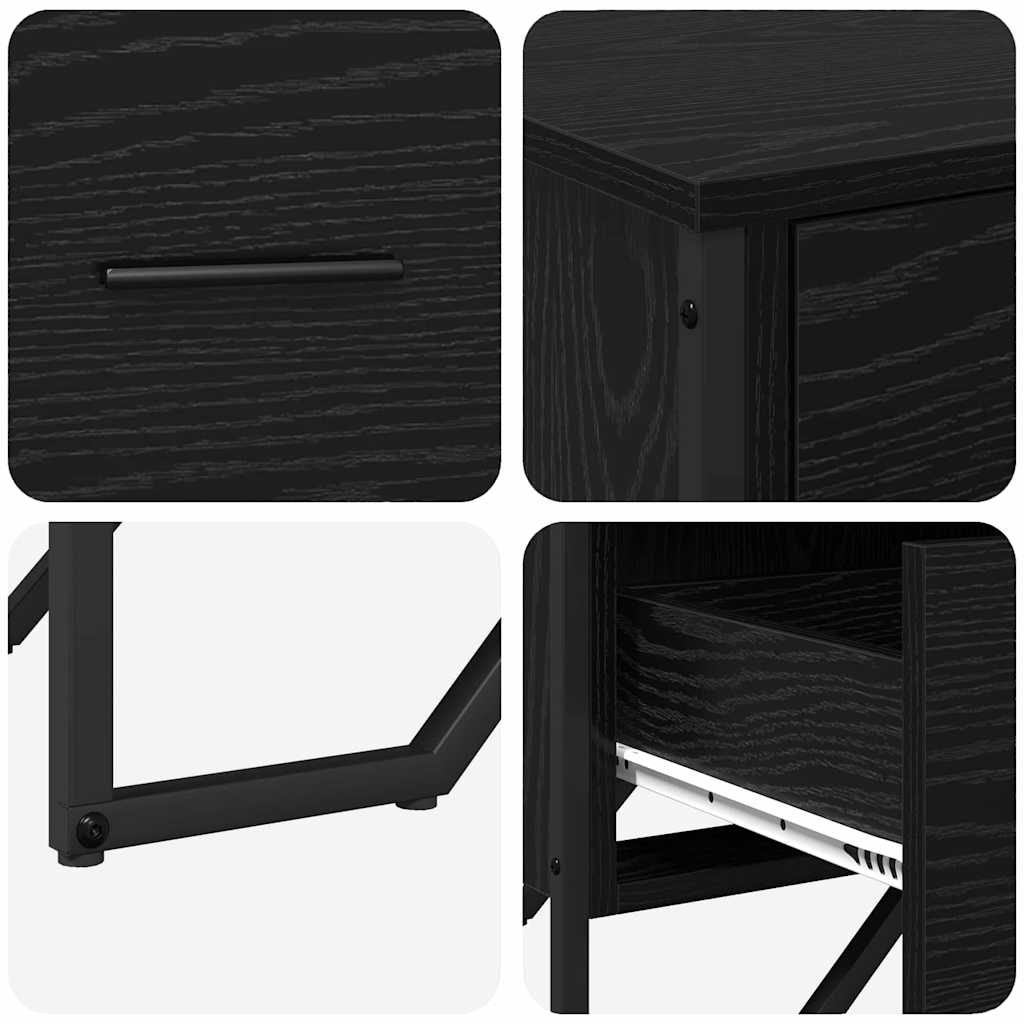 Skuffeskab Andet Sort Eg 91 X 35,5 X 74,5 Cm Konstrueret Træ - Billede 9