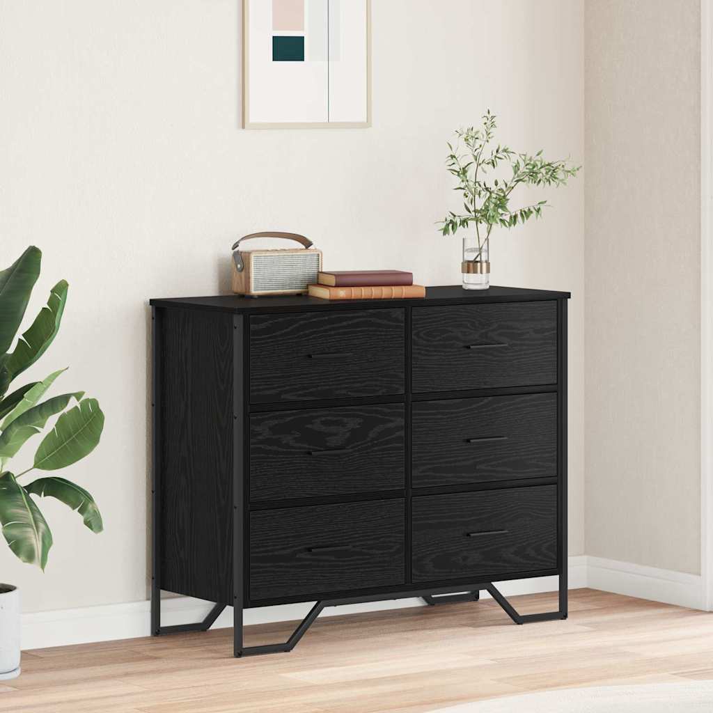 Skuffeskab Andet Sort Eg 91 X 35,5 X 74,5 Cm Konstrueret Træ - Hovedbillede