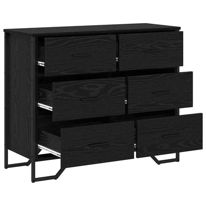 Skuffeskab Andet Sort Eg 91 X 35,5 X 74,5 Cm Konstrueret Træ - Billede 5