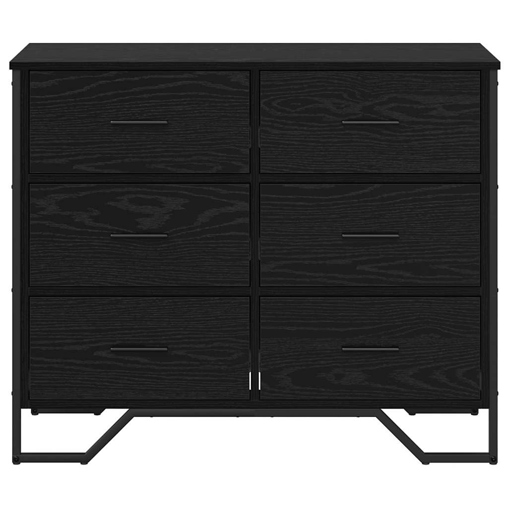 Skuffeskab Andet Sort Eg 91 X 35,5 X 74,5 Cm Konstrueret Træ - Billede 6