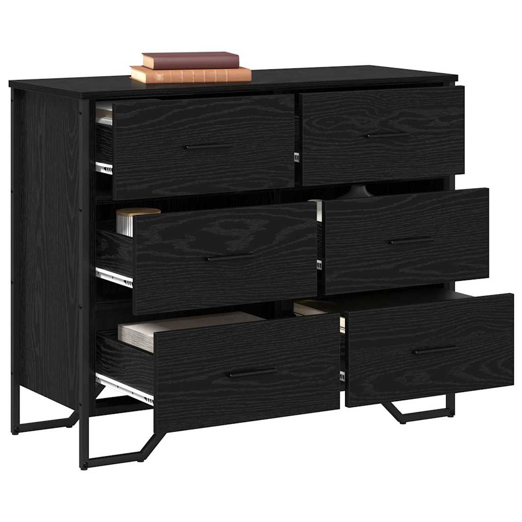 Skuffeskab Andet Sort Eg 91 X 35,5 X 74,5 Cm Konstrueret Træ - Billede 3