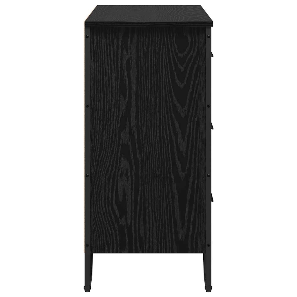 Skuffeskab Andet Sort Eg 91 X 35,5 X 74,5 Cm Konstrueret Træ - Billede 7