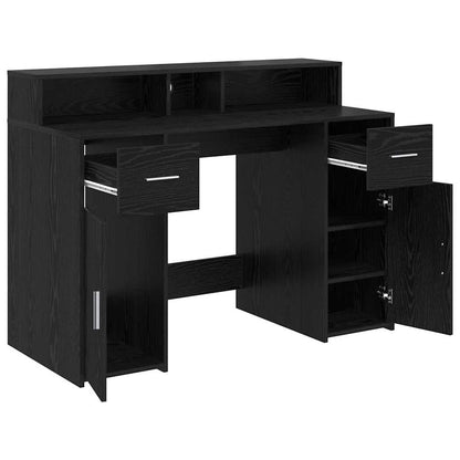 Bord Med Skuffe Sort Eg 120 X 55 X 91 Cm Konstrueret Træ - Billede 6