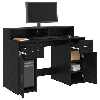 Bord Med Skuffe Sort Eg 120 X 55 X 91 Cm Konstrueret Træ - Billede 3