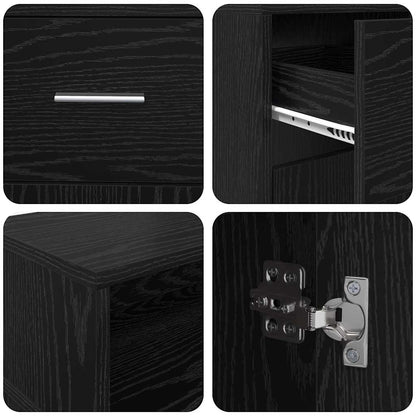 Bord Med Skuffe Sort Eg 140 X 55 X 91 Cm Konstrueret Træ - Billede 10