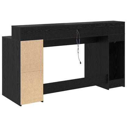 Bord Med Skuffe Sort Eg 160 X 55 X 91 Cm Konstrueret Træ - Billede 9