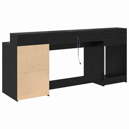 Bord Med Skuffe Sort Eg 200 X 55 X 91 Cm Konstrueret Træ - Billede 8