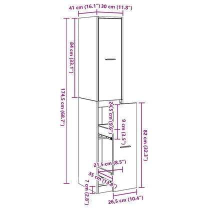 Apoteker Kabinet Sort Eg 30 X 41 X 174.5 Cm Konstrueret Træ - Billede 11
