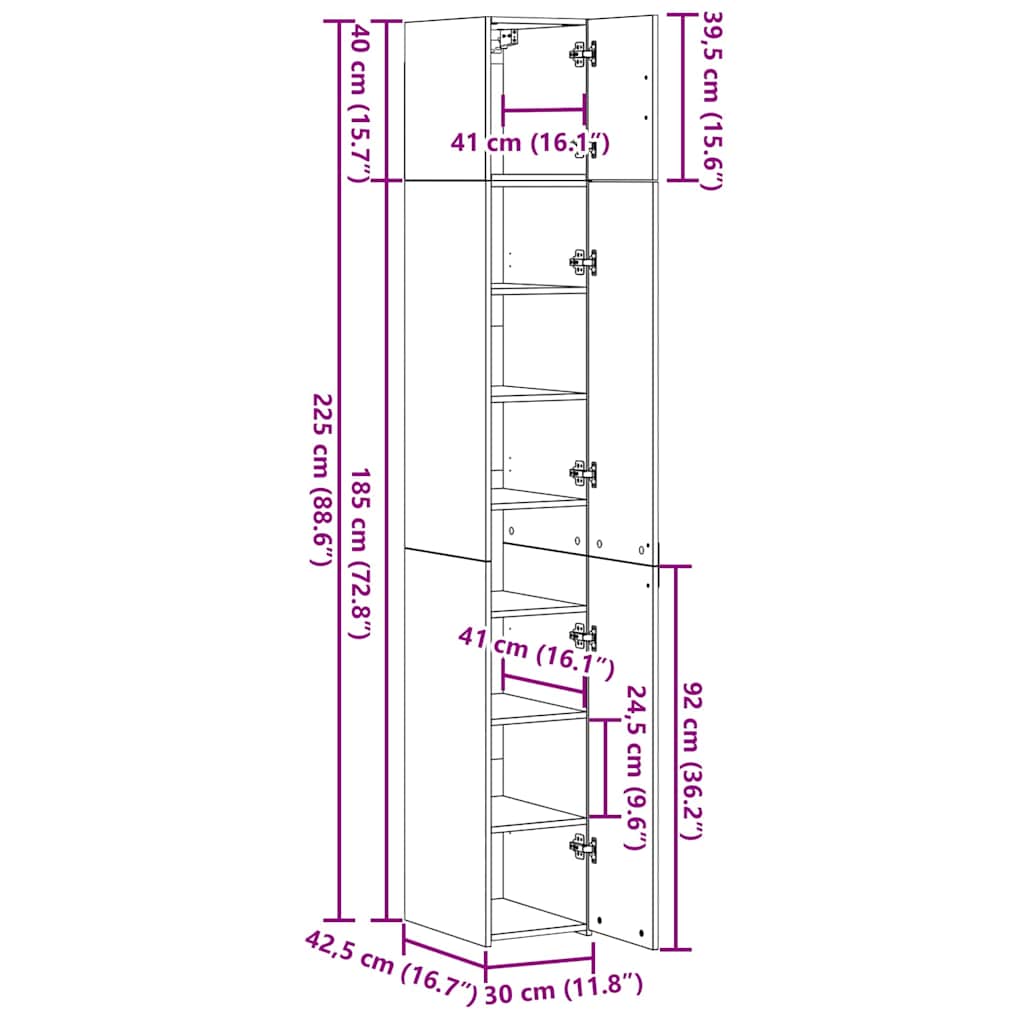 Slim Opbevaringsskab Artisan Eg 30 X 42.5 X 225 Cm - Billede 13