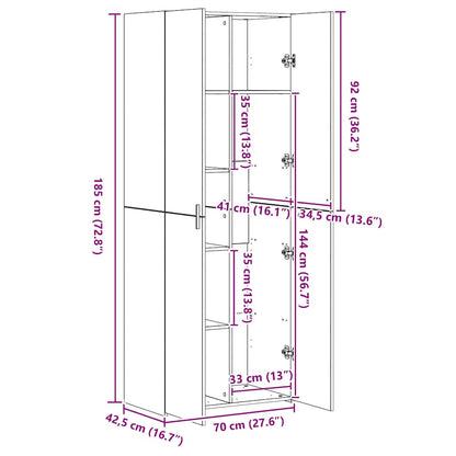 Opbevaringsskab Gammelt Træ 70 X 42,5 X 225 Cm Konstrueret Træ - Billede 13