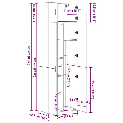 Opbevaringsskab 2 Dele 70 X 42,5 X 185 Cm - Billede 15
