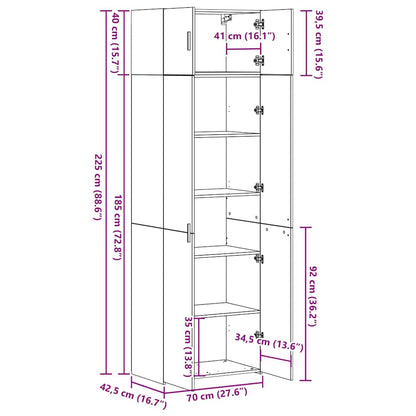 Opbevaringsskab Gammelt Træ 70 X 42,5 X 225 Cm Konstrueret Træ - Billede 13