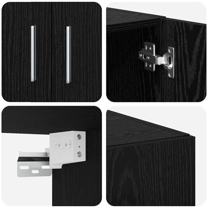 Opbevaringsskab Sort Eg 70 X 42,5 X 225 Cm Konstrueret Træ - Billede 11