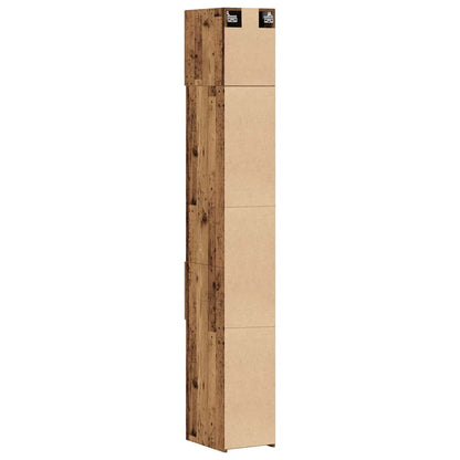 Slim Opbevaringsskab Med Skuffe Gammelt Træ 30 X 42.5 X 225 Cm - Billede 9