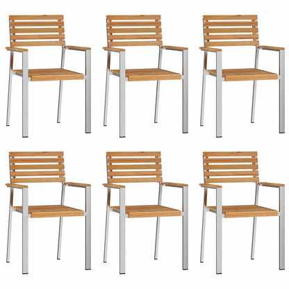 Have Spisebordssæt 7 Dele Massiv Teaktræ Og Rustfrit Stål - Billede 6
