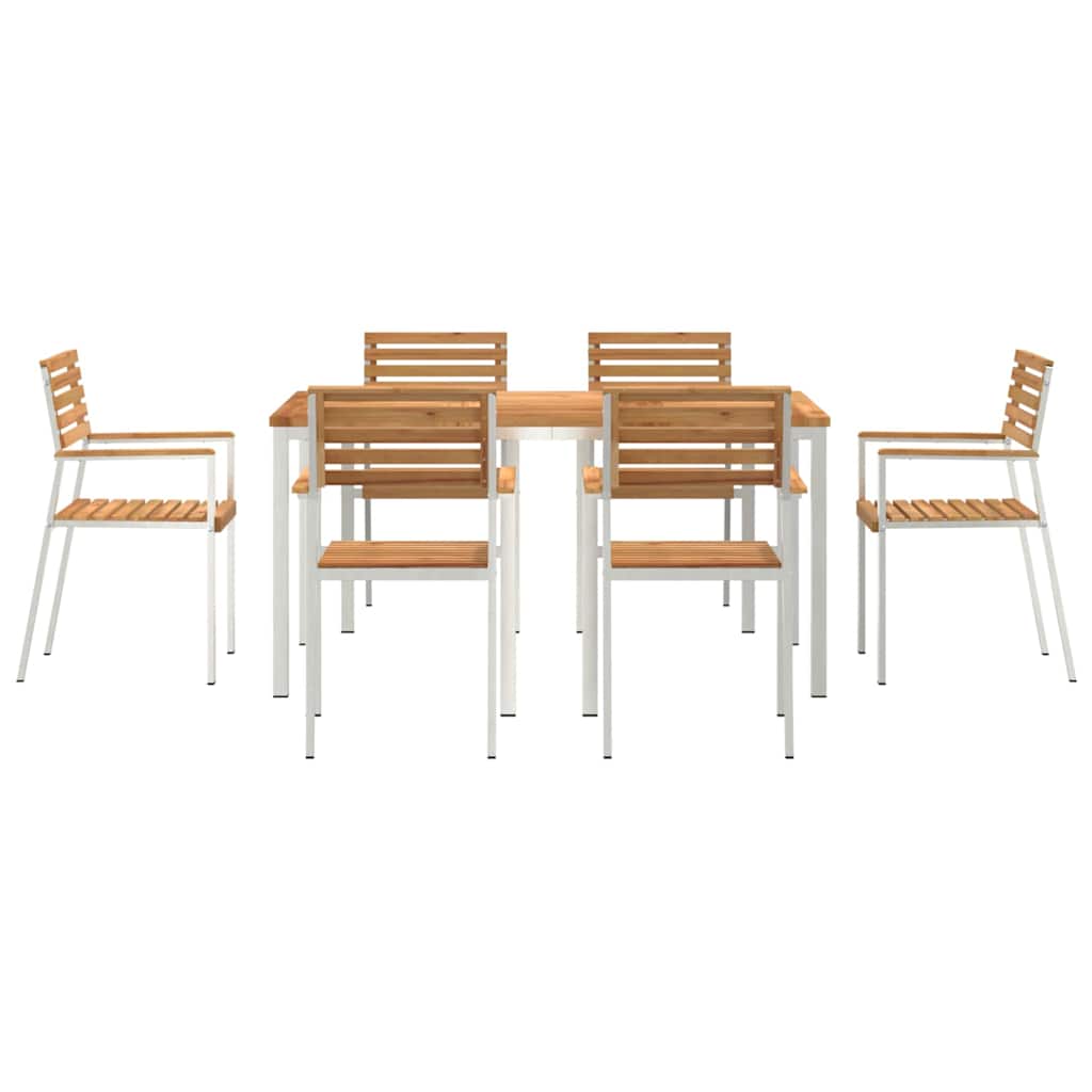 Have Spisebordssæt 7 Dele Massiv Teaktræ Og Rustfrit Stål - Billede 7