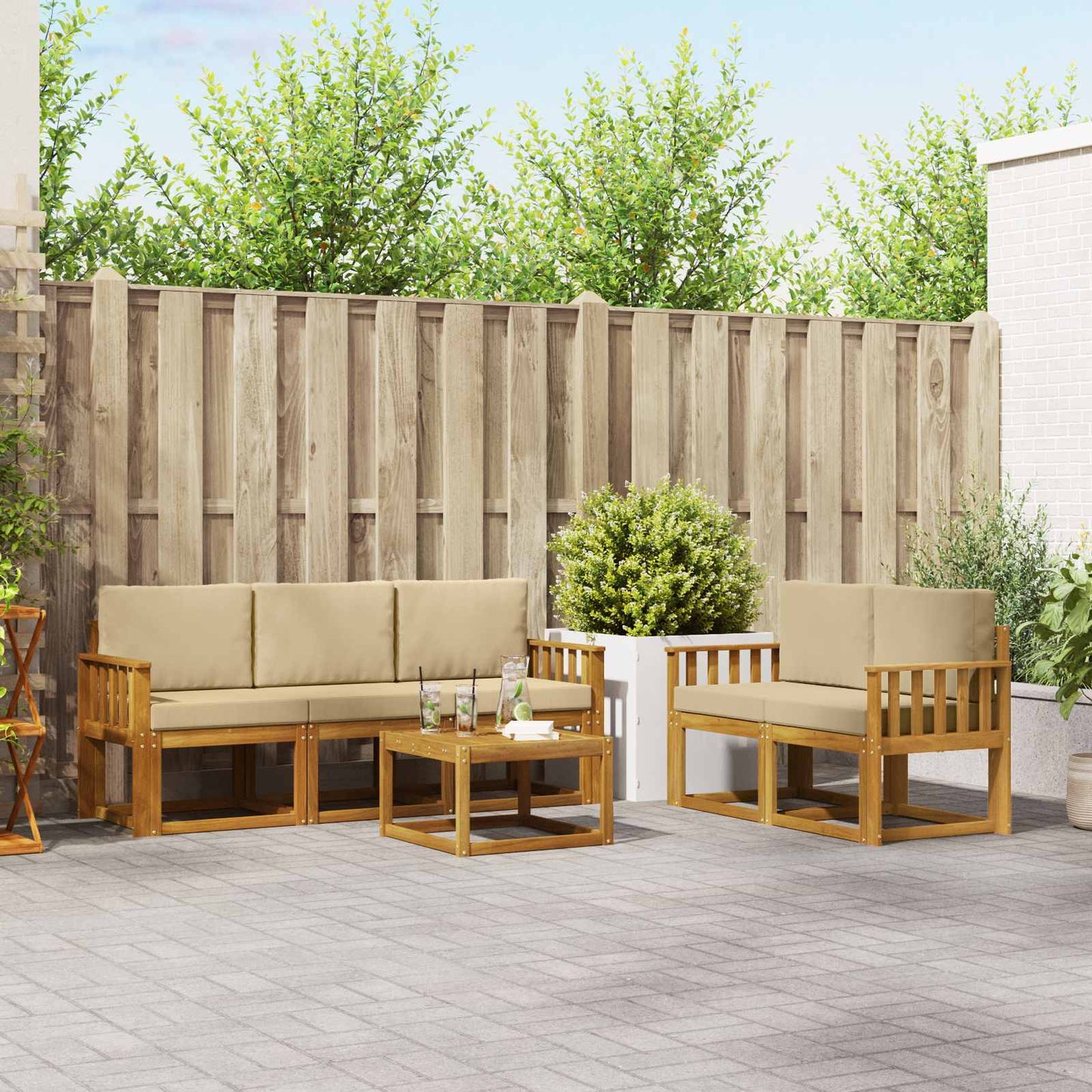 Udendørs Sofagruppe Med Pude 6 Dele - Variant 3366006