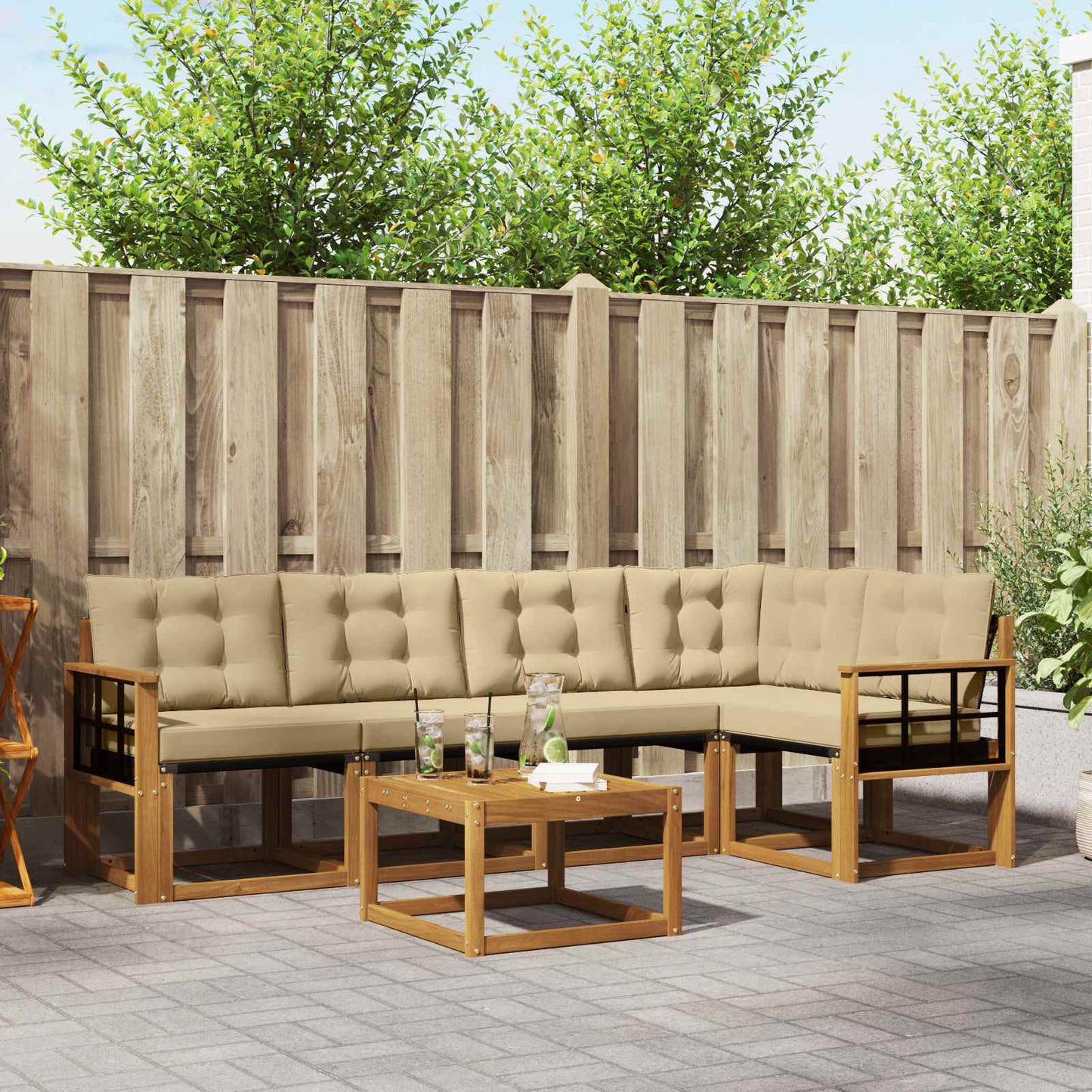 Udendørs Sofagruppe Med Pude 6 Dele - Variant 3368696