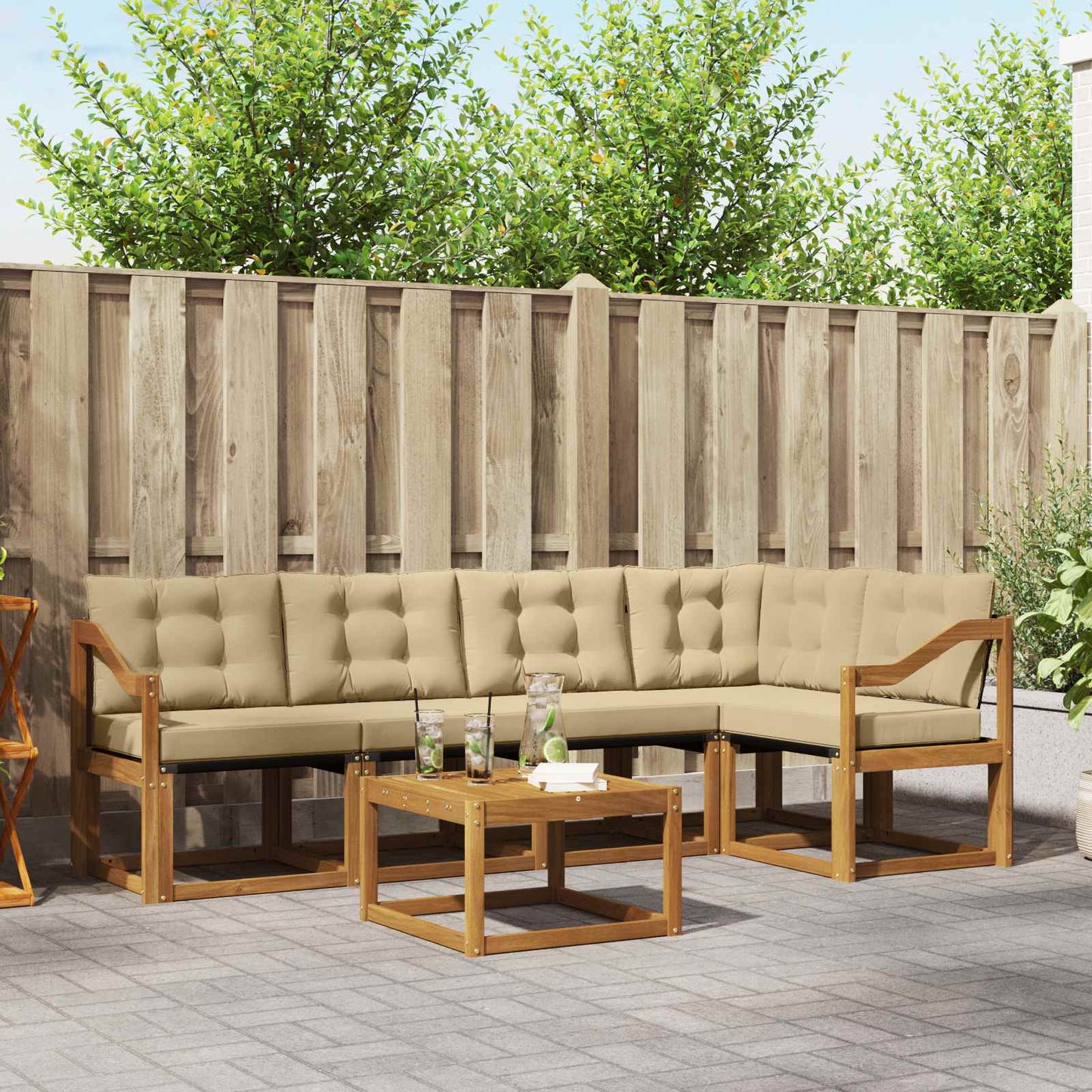 Udendørs Sofagruppe Med Pude 6 Dele - Variant 3368700