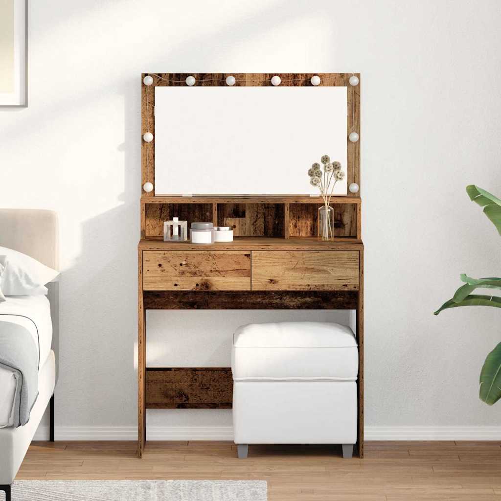 Makeupbord Med Led-Lys 80X41X134,5 Cm