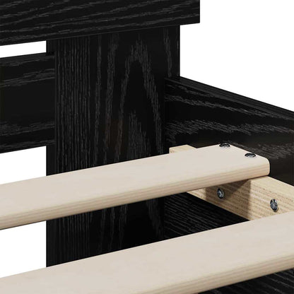 Sengestel Med Hovedgærde Sort Eg 75 X 190 Cm Konstrueret Træ - Billede 9