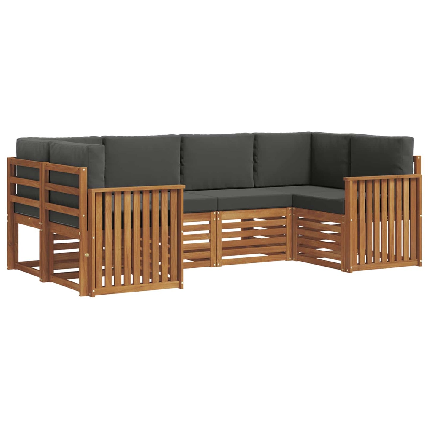 Sektionalsofa Sæt Med Pude 6 Dele Naturlig Og Antracit - Billede 2