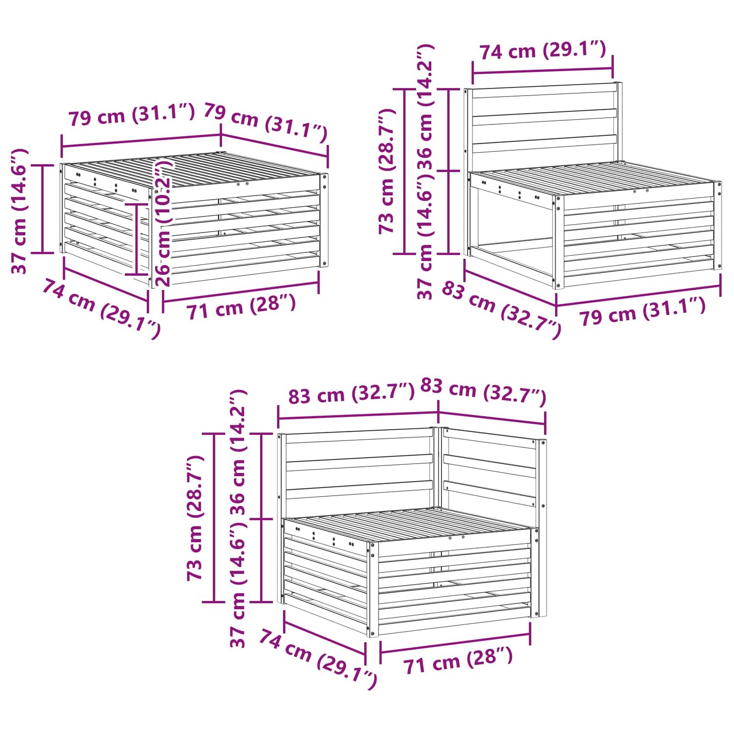 Udendørs Sofagruppe Naturfarvet 245,5 X 162,5 X 73 Cm - Billede 9