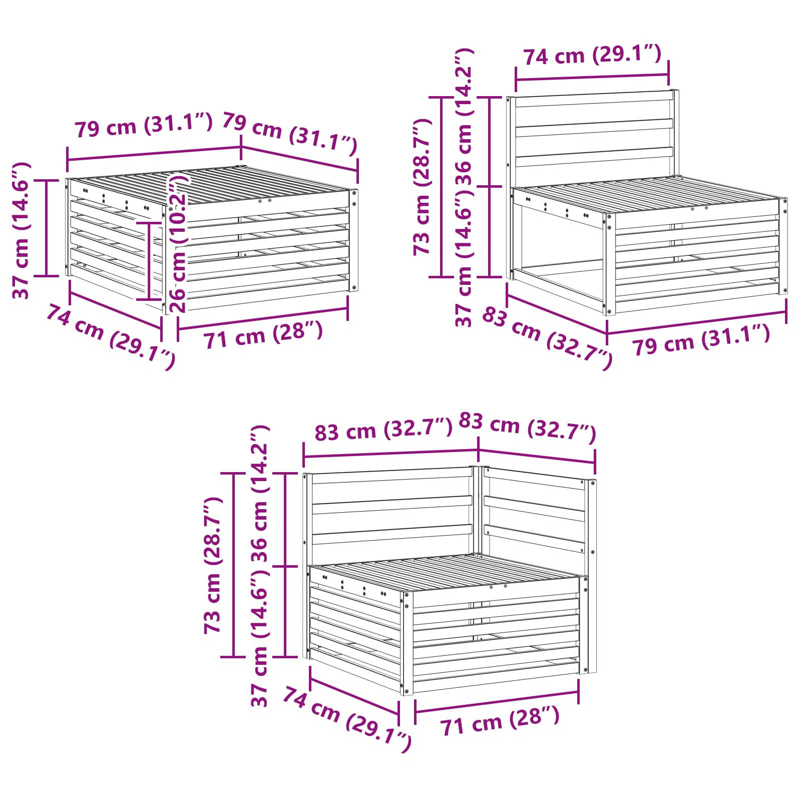 Udendørs Sofagruppe Naturfarvet 245,5 X 162,5 X 73 Cm - Billede 9