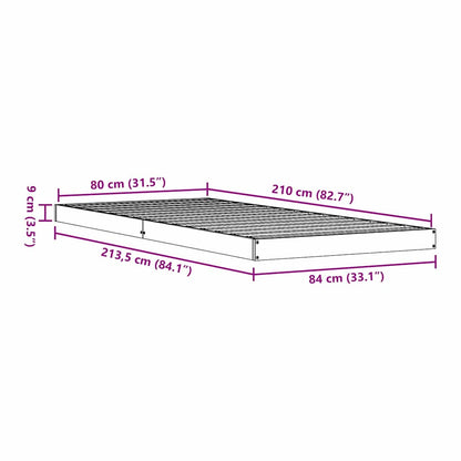 Gulv Seng Ramme Naturfarvet 80 210 Cm Massivt Fyrretræ - Billede 8