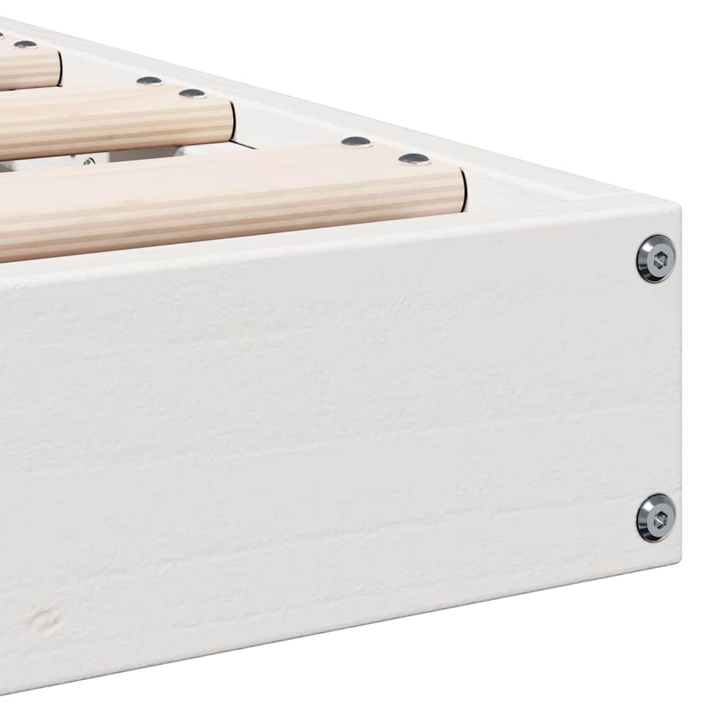 Gulv Seng Ramme Hvid 80 X 210 Cm Massivt Fyrretræ - Billede 7