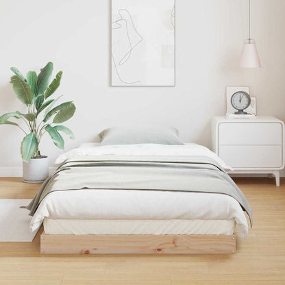 Gulv Seng Ramme Naturfarvet 90 X 210 Cm Massivt Fyrretræ - Billede 4