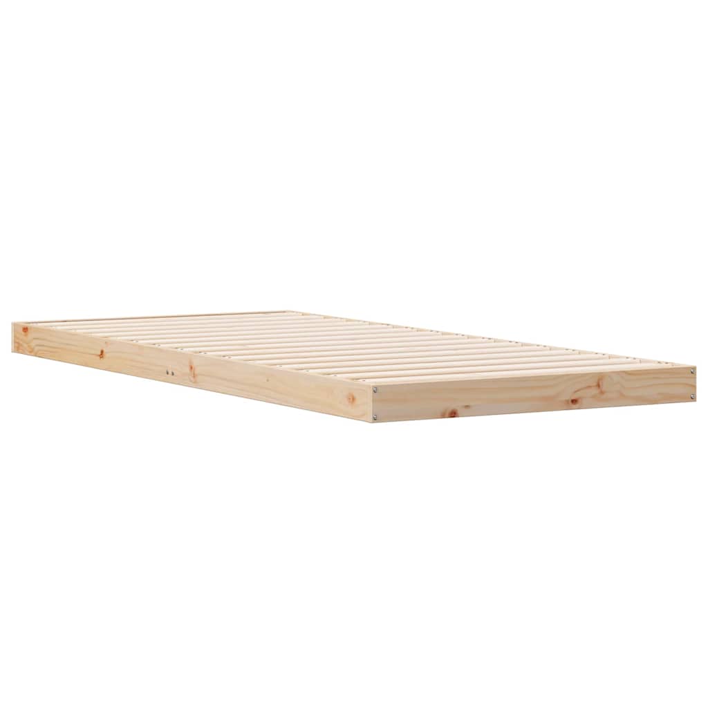 Gulv Seng Ramme Naturfarvet 90 X 210 Cm Massivt Fyrretræ - Billede 2