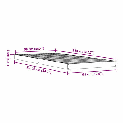 Gulv Seng Ramme Naturfarvet 90 210 Cm Massivt Fyrretræ - Billede 8