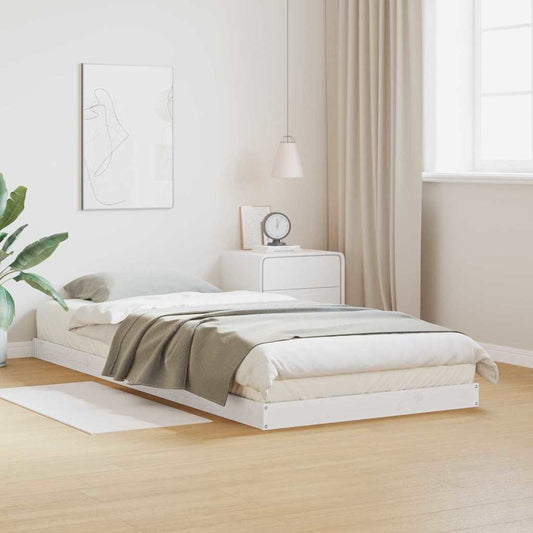 Gulv Seng Ramme Hvid 90 X 210 Cm Massivt Fyrretræ - Hovedbillede