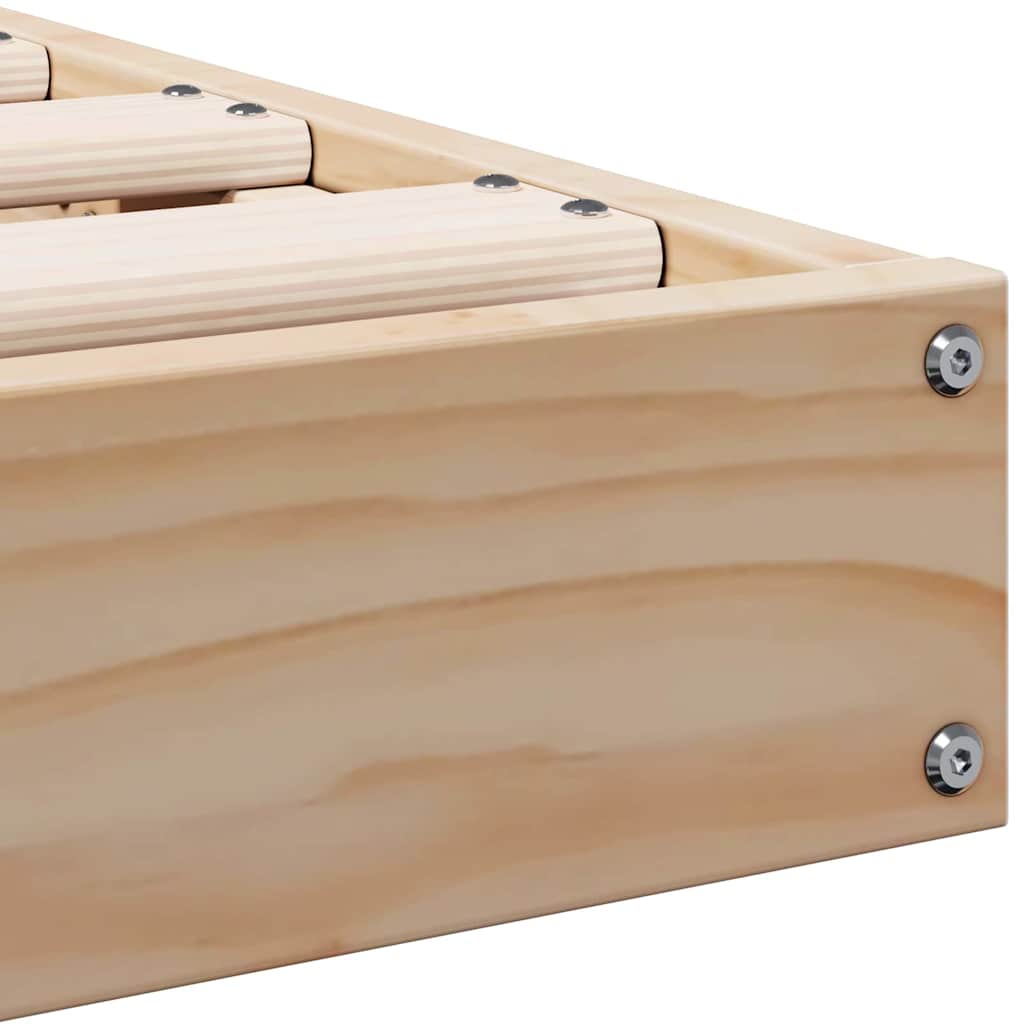 Gulv Seng Ramme Naturfarvet 90 X 220 Cm Massivt Fyrretræ - Billede 7