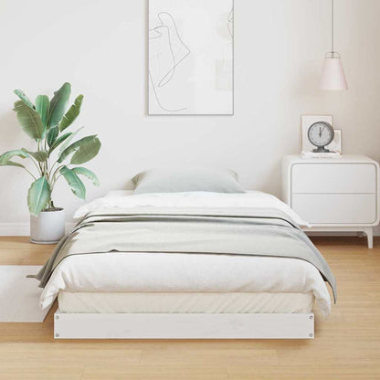 Gulv Seng Ramme Hvid 90 X 220 Cm Massivt Fyrretræ - Billede 4