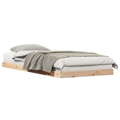 Gulv Seng Ramme Naturfarvet 100 220 Cm Massivt Fyrretræ - Billede 3