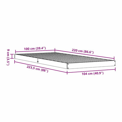 Gulv Seng Ramme Naturfarvet 100 220 Cm Massivt Fyrretræ - Billede 8
