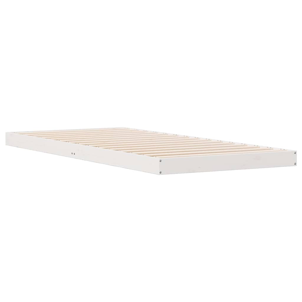 Gulv Seng Ramme Hvid 100 220 Cm Massivt Fyrretræ - Billede 2