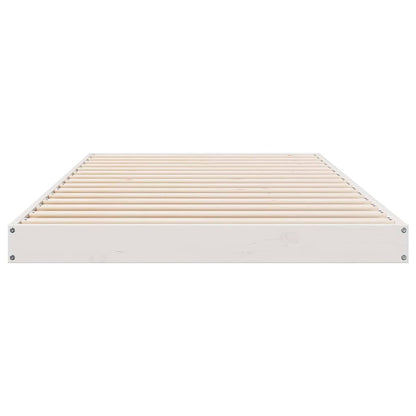 Gulv Seng Ramme Hvid 100 X 220 Cm Massivt Fyrretræ - Billede 4