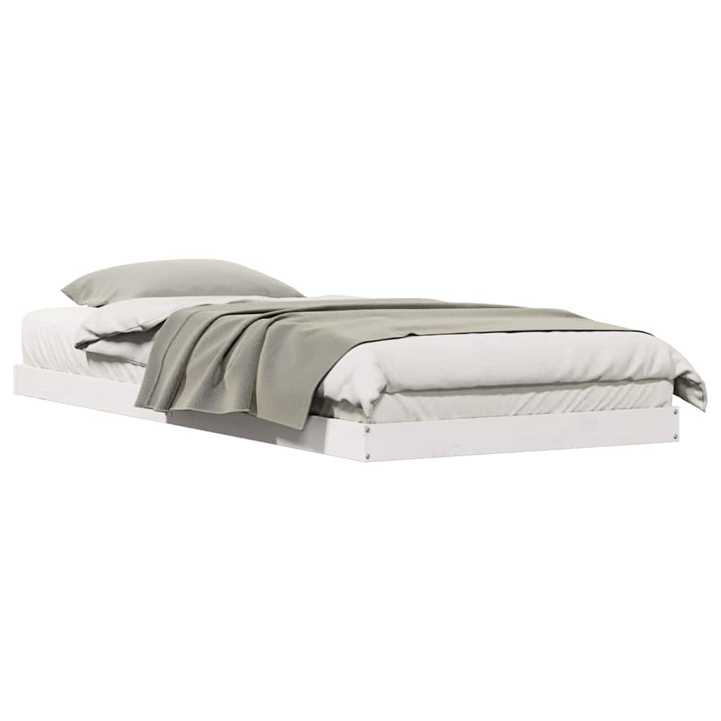 Gulv Seng Ramme Hvid 100 220 Cm Massivt Fyrretræ - Billede 3