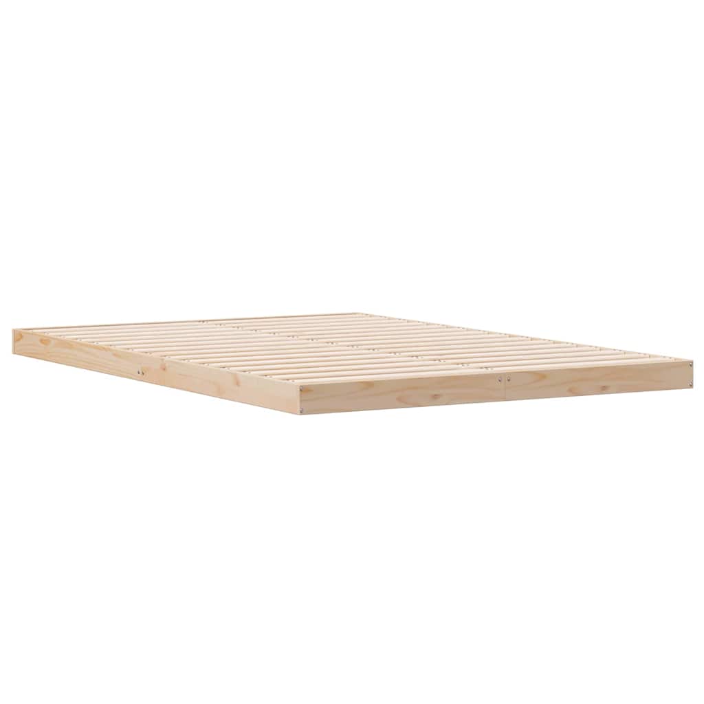 Gulv Seng Ramme Naturfarvet 140 220 Cm Massivt Fyrretræ - Billede 2